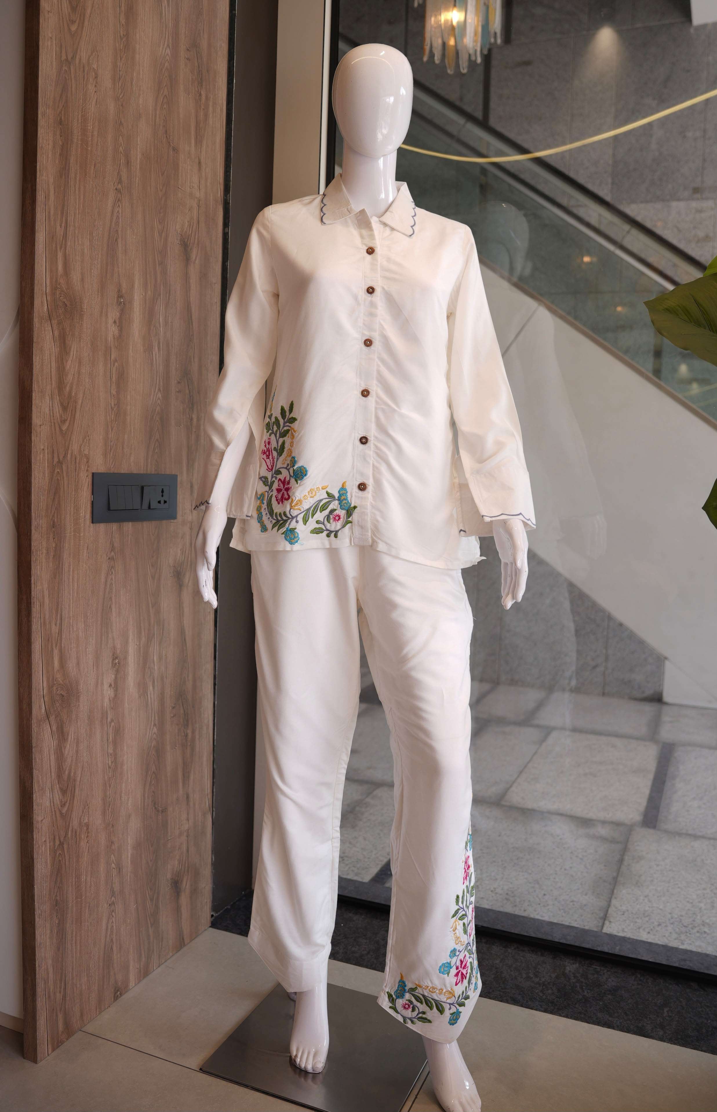 044 BOUTIQUE PREMIUM COTTON WHITE CORD SET FOR RICH PARTY WEAR WHOLESALER SURAT